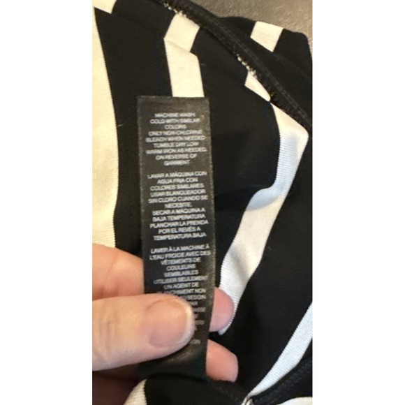 Chicos Travelers 2 US Large Black White Striped Open Front Cardigan Slinky - Picture 5 of 8